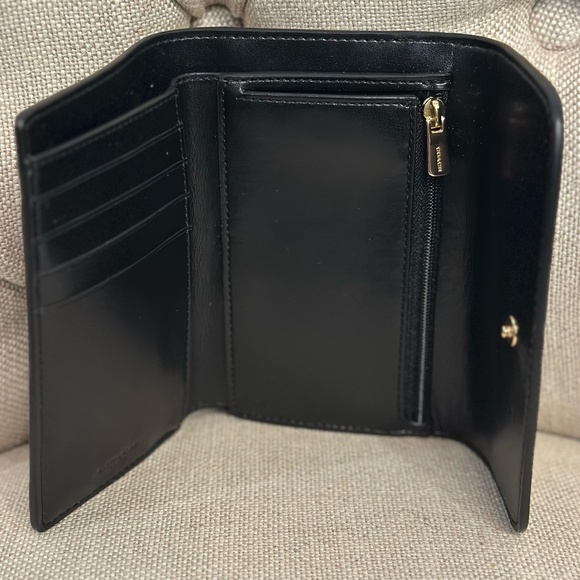 Coach Medium Trifold Envelope Wallet Signature Leather Brown Black Pre-Owned - Picture 3 of 7